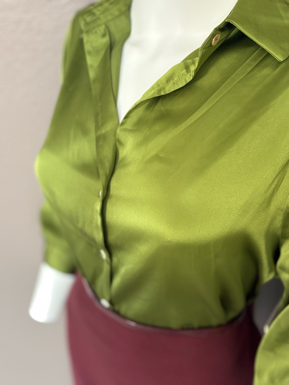 Olive Green Button-Front Shirt